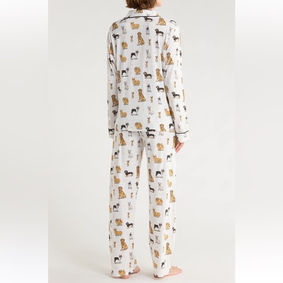 PJ Salvage Dog Print Long Sleeve Pajama Set in Ivory NWT Size Small - Picture 2 of 7